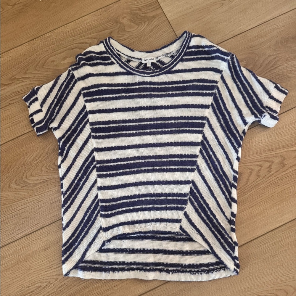 Splendid Navy and White Striped Knit Top